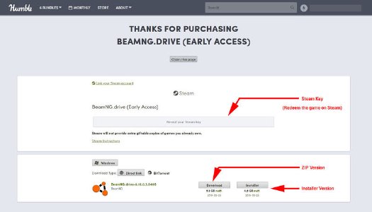 Личная страница загрузки на Humble Bundle